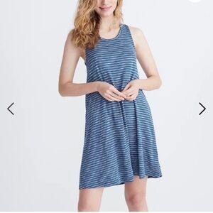 Madewell Highpoint Tank Dress in Fairview Stripe, Blue & White, Size Medium